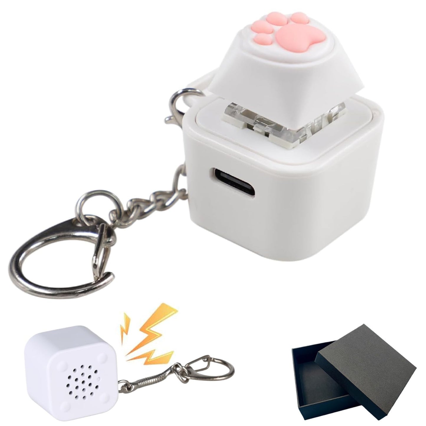 Cat Fidget Toy Can Make Cat Sounds Cat's paw Keychain,USB-C Toy