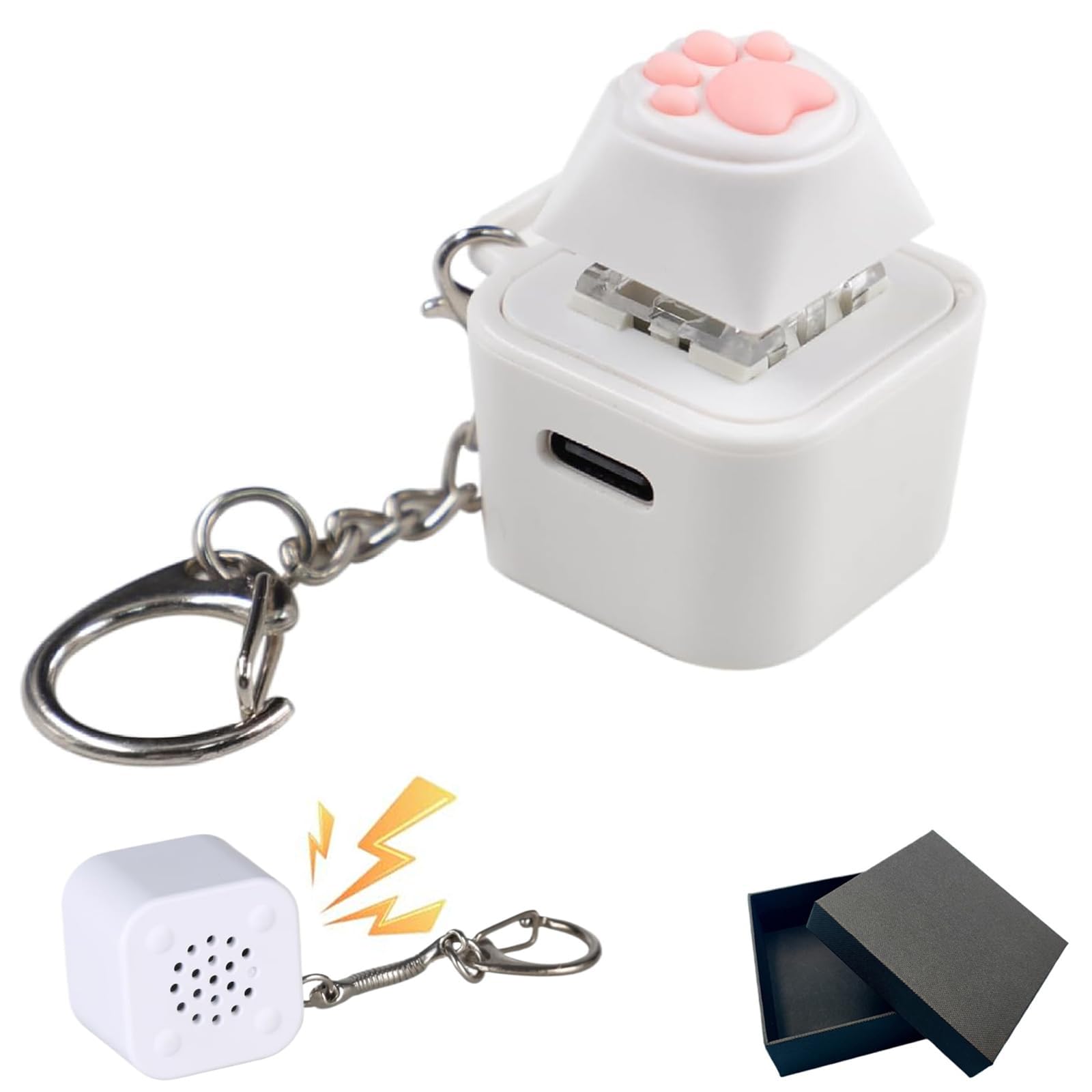 Cat Fidget Toy Can Make Cat Sounds Cat's paw Keychain,USB-C Toy