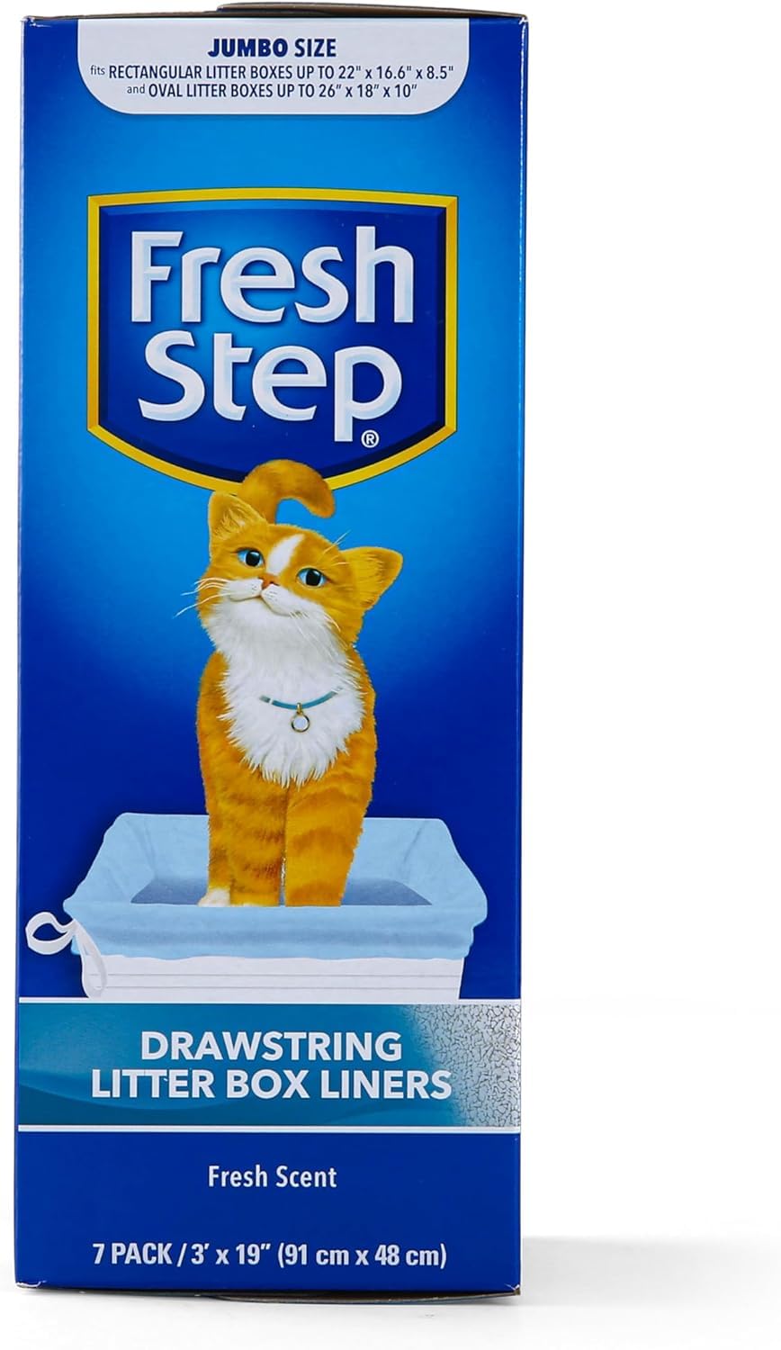 Fresh Step Jumbo Drawstring Cat Litter Box Liners, Scented Heavy Box