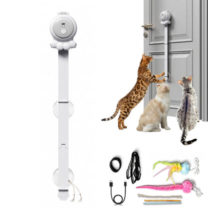 HAPPYCODE 2-in-1 Electric Cat Wand Rechargeable Auto Indoor Toy