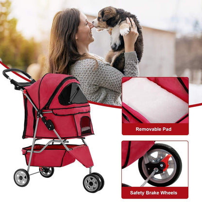 BestPet 3 Wheels Pet Dog Stroller Cat Cage