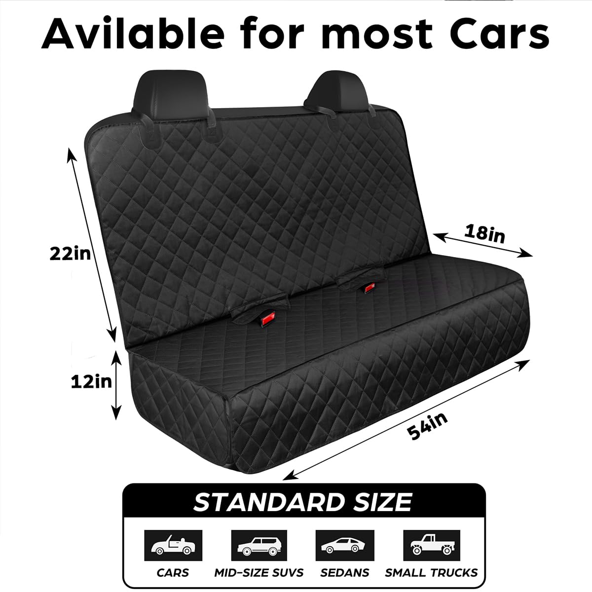 fidozen Waterproof Dog Car Seat Cover with Belt for Back Seat Seat