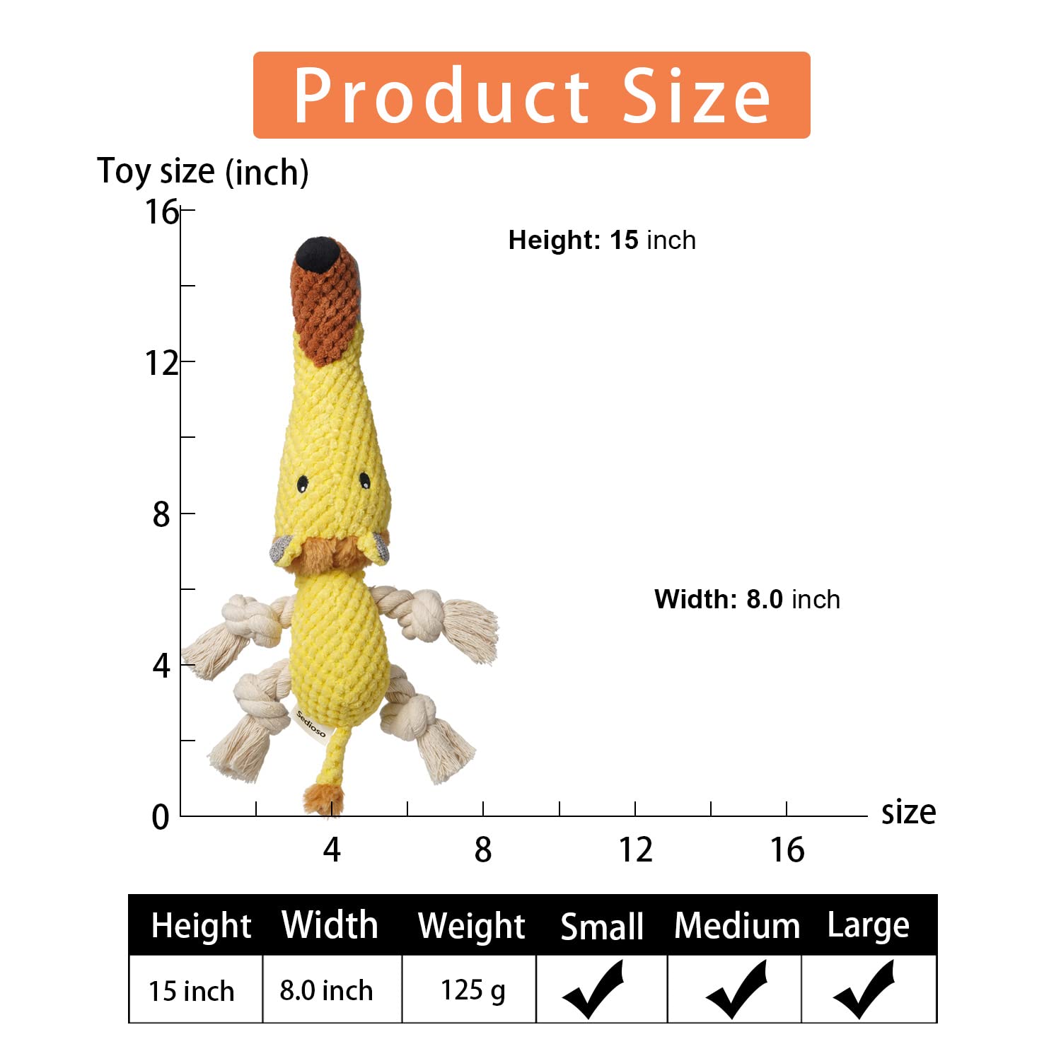 Sedioso Dog Toys, Dog Plush Toy for Large Breed, Cute Squeaky Dogs Toy