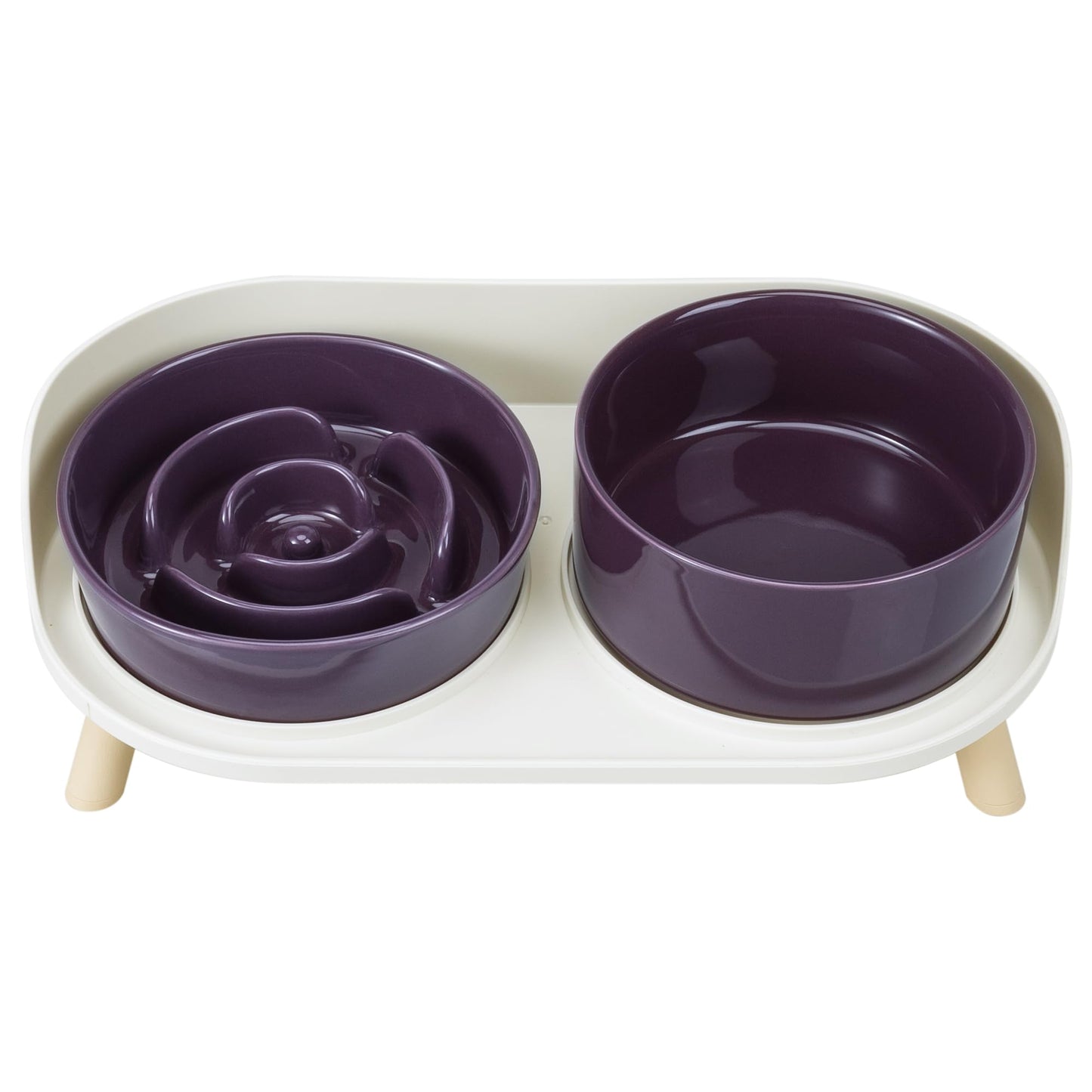 Elevated Slow Feeder Dog Bowls Ceramic Food and Water Bowl Set