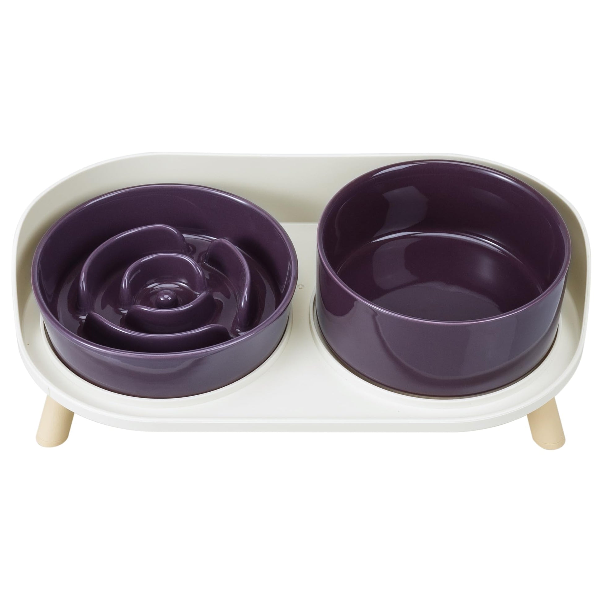Elevated Slow Feeder Dog Bowls Ceramic Food and Water Bowl Set