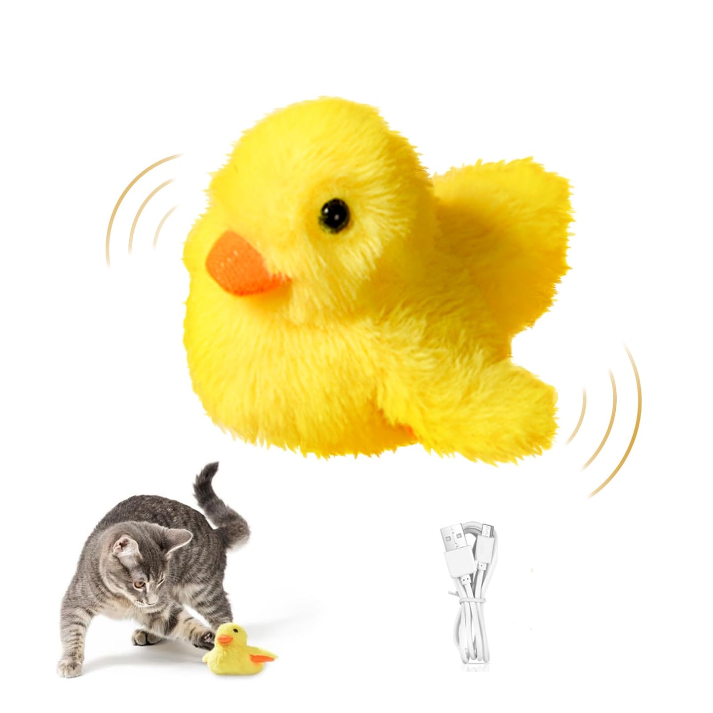 SmartTail Cat Toys Rechargeable Flapping Duck, Lifelike Quacking Toys