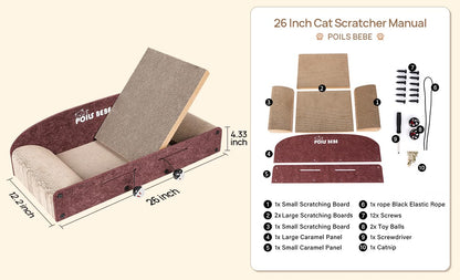 Poils Bebe Sofa Cat Scratcher, Small Cat Scratcher Cardboard Furniture