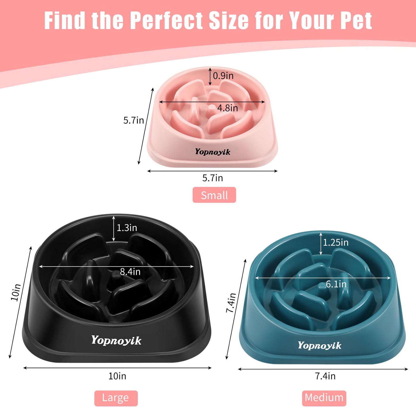 Yopnoyik 2 Pack Slow Feeder Dog Bowls for Healthy Eating, Feeder