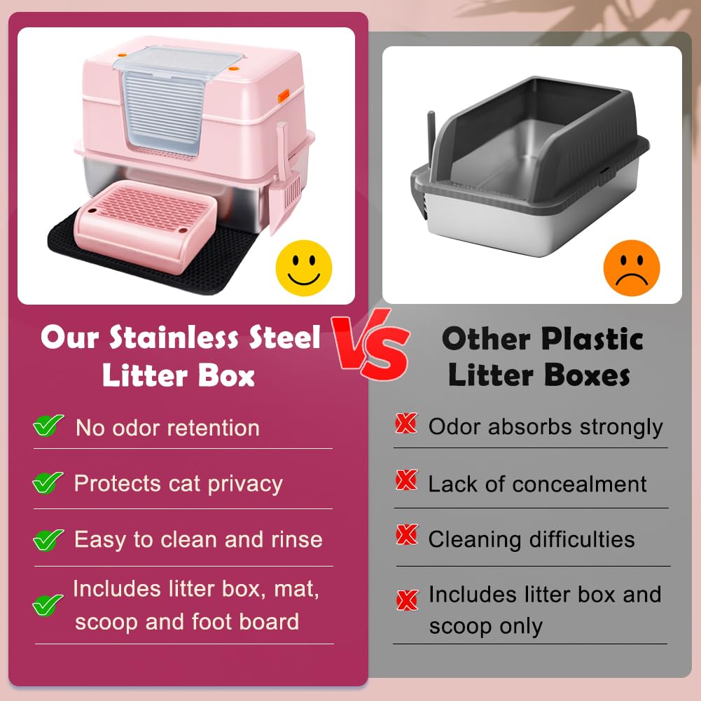 Vivifying Stainless Steel Covered Cat Litter Box Odor-Control Box