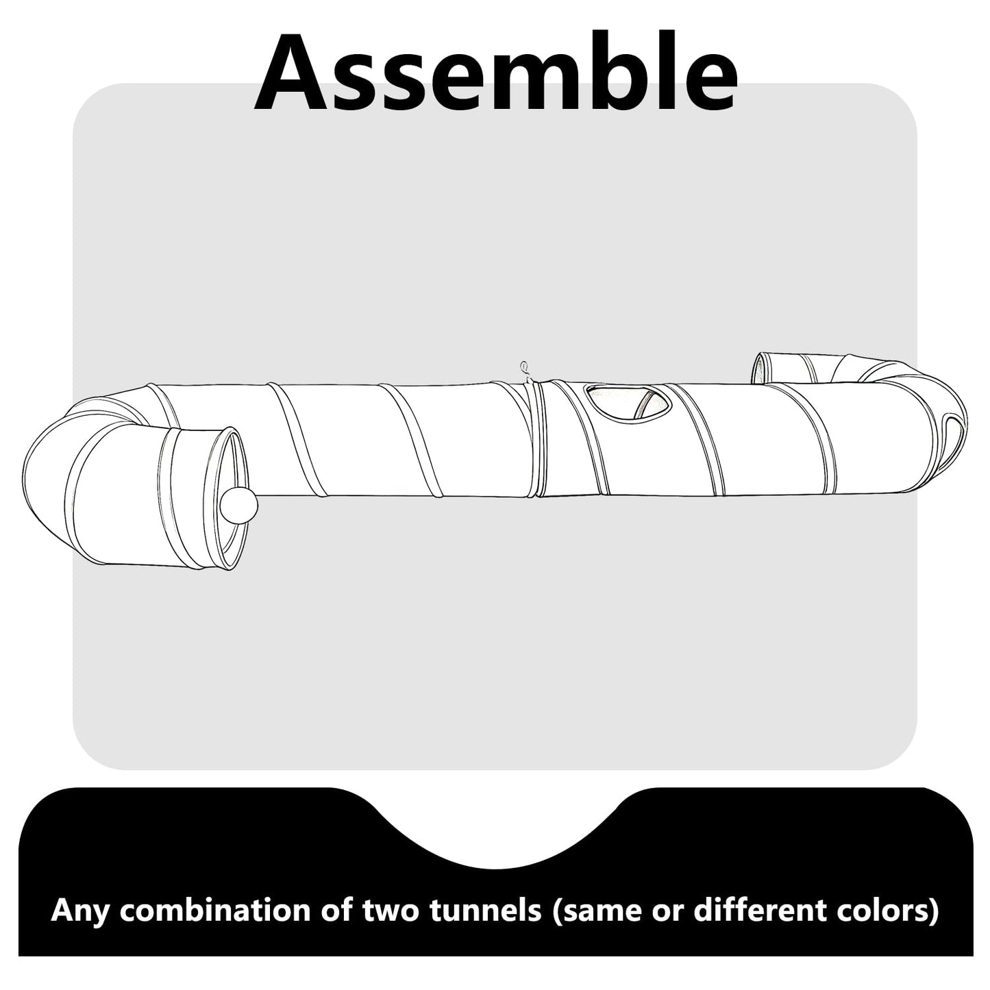 Cat Tunnel, 2-Way Collapsible Cat Tube with Interactive Tunnel