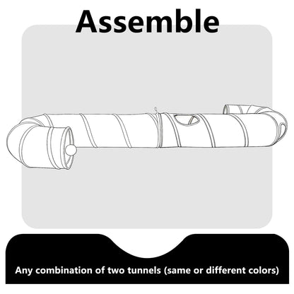Cat Tunnel, 2-Way Collapsible Cat Tube with Interactive Tunnel