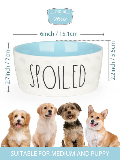WoofinPets Ceramic Dog Bowl Small Food Water Bowl, Heavy Duty Bowl