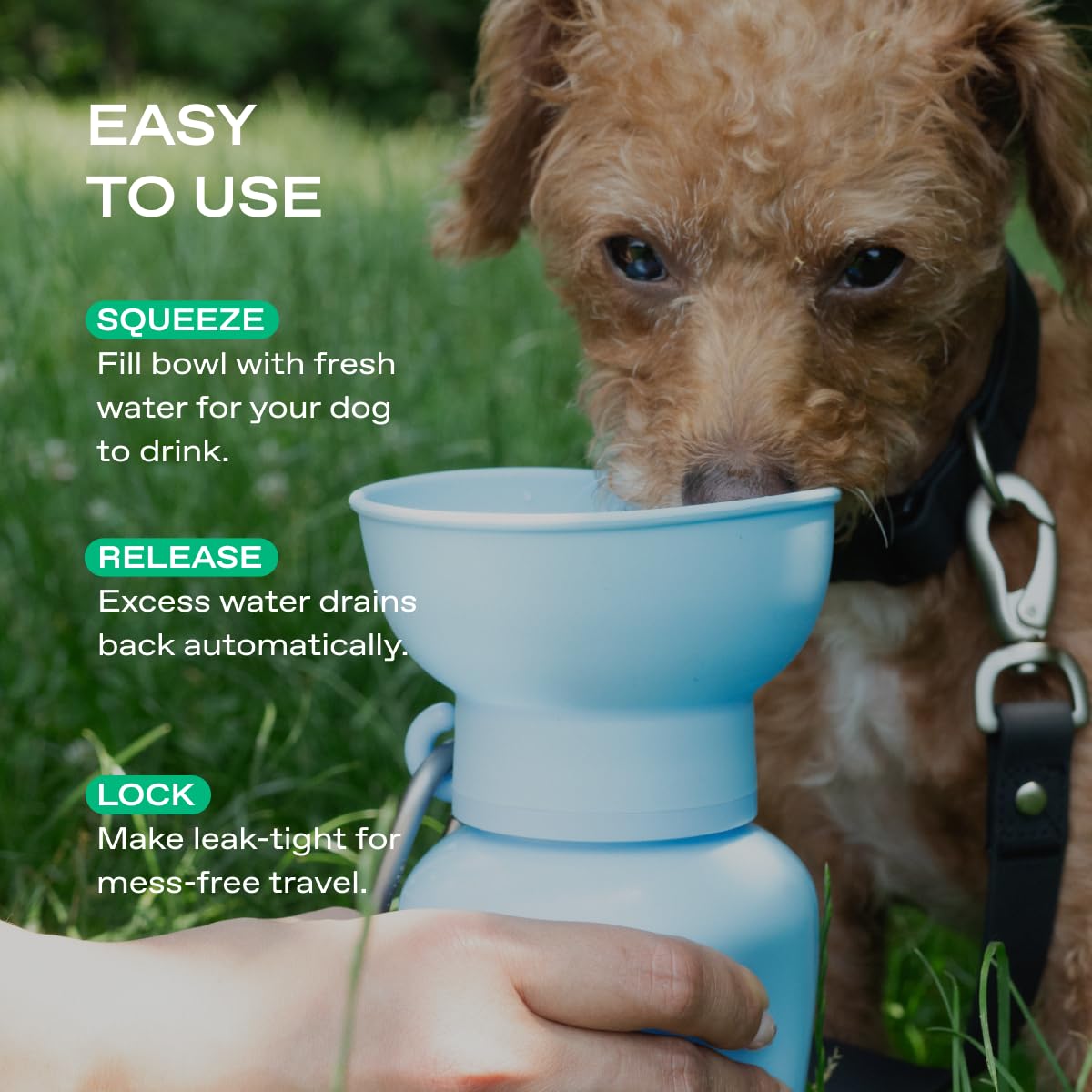 Springer Flip Dog Water Bottle, Portable Drinking Feeder with Bowl