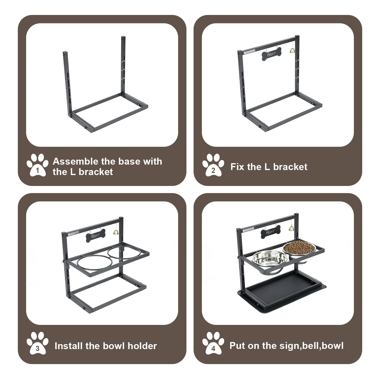 Elevated Dog Bowls with Slow Feeder for Large Dogs Adjustable Mat