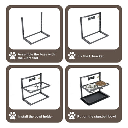 Elevated Dog Bowls with Slow Feeder for Large Dogs Adjustable Mat