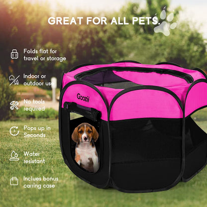 GOOZII Pet Cat Playpen for Indoor Cats Enclosed, Portable Crate