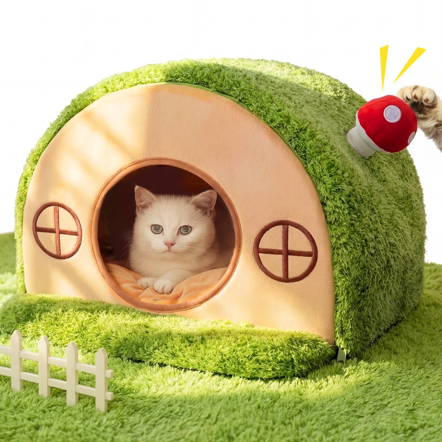 Mellownido Cat House for Indoor Cats Cute Cat Bed Cave, Tree Hole Bed