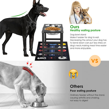 ADENGL Metal Elevated Dog Bowl for Large 𝐋𝐚𝐫𝐠𝐞 Raised Bowl Stand Mat