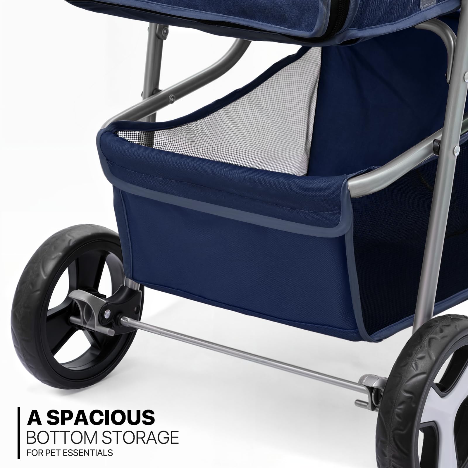 MoNiBloom 3 Wheels Pet Stroller, Foldable Dog Cat Cage Jogger Stroller