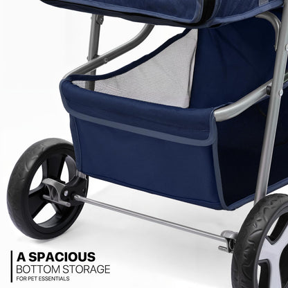MoNiBloom 3 Wheels Pet Stroller, Foldable Dog Cat Cage Jogger Stroller