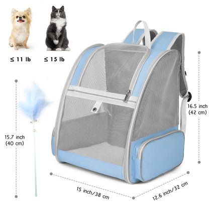 Cat Backpack Carrier, Large Pet Backpack with Kitten Wand Carrier