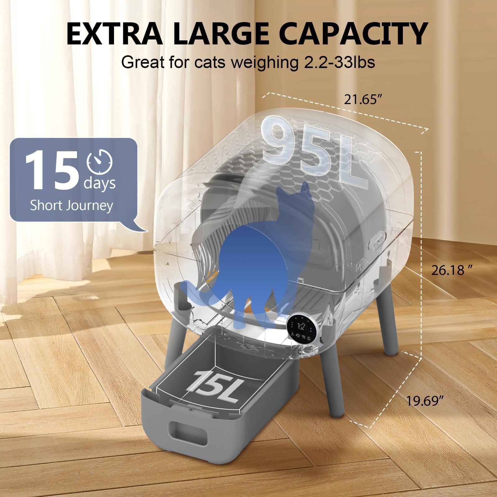 Cumrige Self Cleaning Litter Box, Large Capacity Automatic Cat Litter