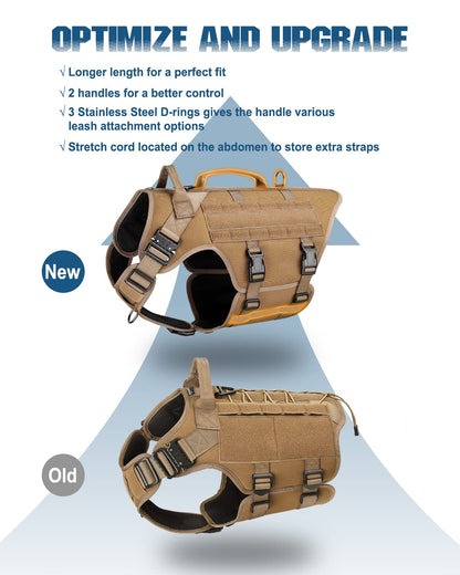 Tactical Dog Harness PETNANNY Service Dog Vest for Large Dogs Hook