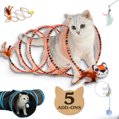 LOOPY CAT Toy Box 5 Interactive Indoor Cat Toys with Spiral Tunnel