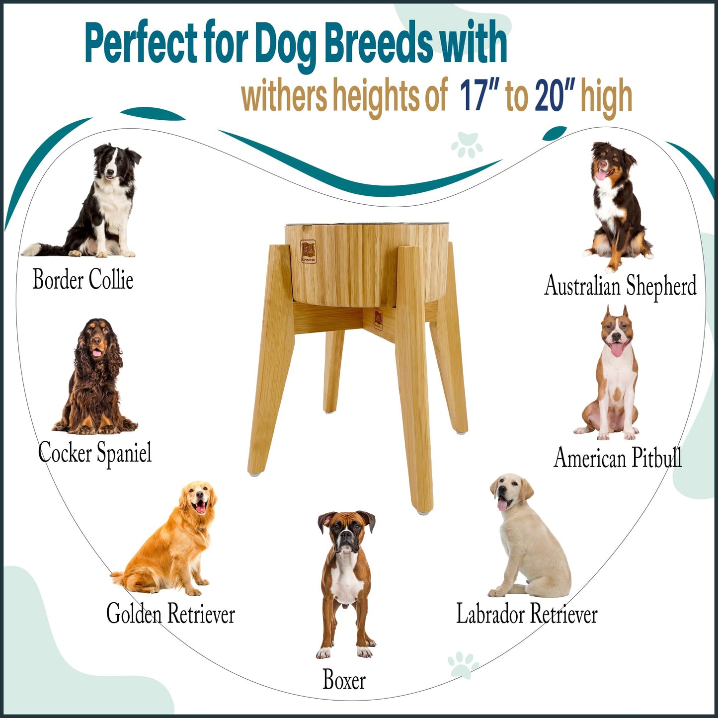 Elevated Slow Feeder Dog Bowls Large Breed (12-inch-high) Raised Bowl