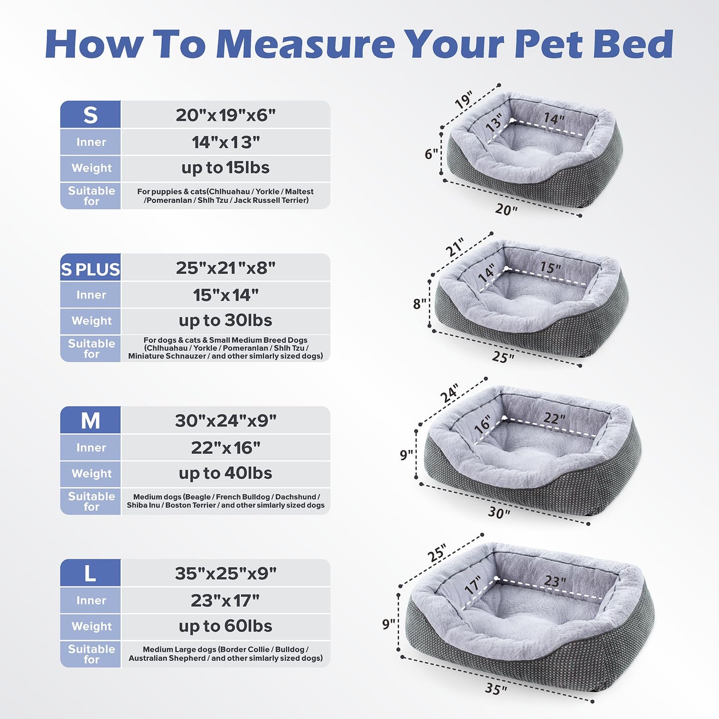 INVENHO Medium Dog Beds for Medium Dogs Washable, Rectangle Dog Bed