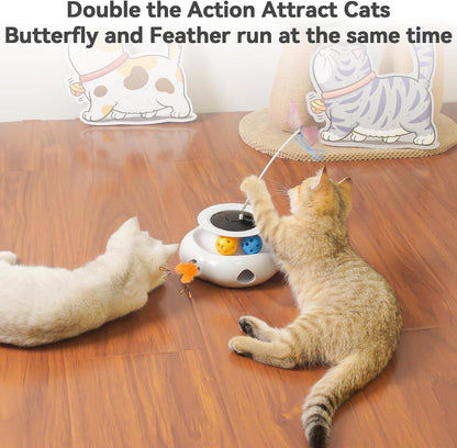Xuyub Cat Toys 3in1 Interactive Moving Ambush Feather, Spinning Balls