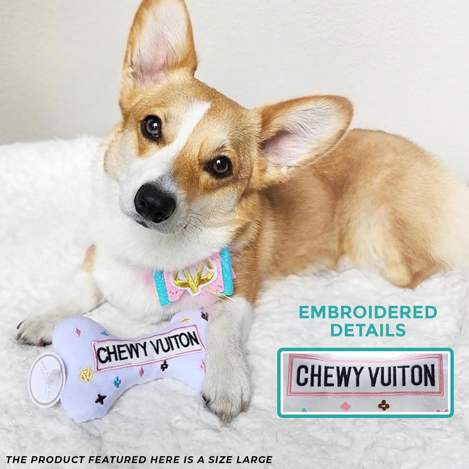 Haute Diggity Dog Chewy Vuiton Bones Plush Squeaky Dog Toys