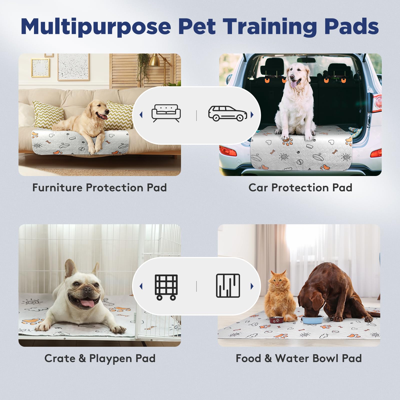 Washable Pee Pads for Dogs, 2 Pack Large x36" Super Absorbent Mat