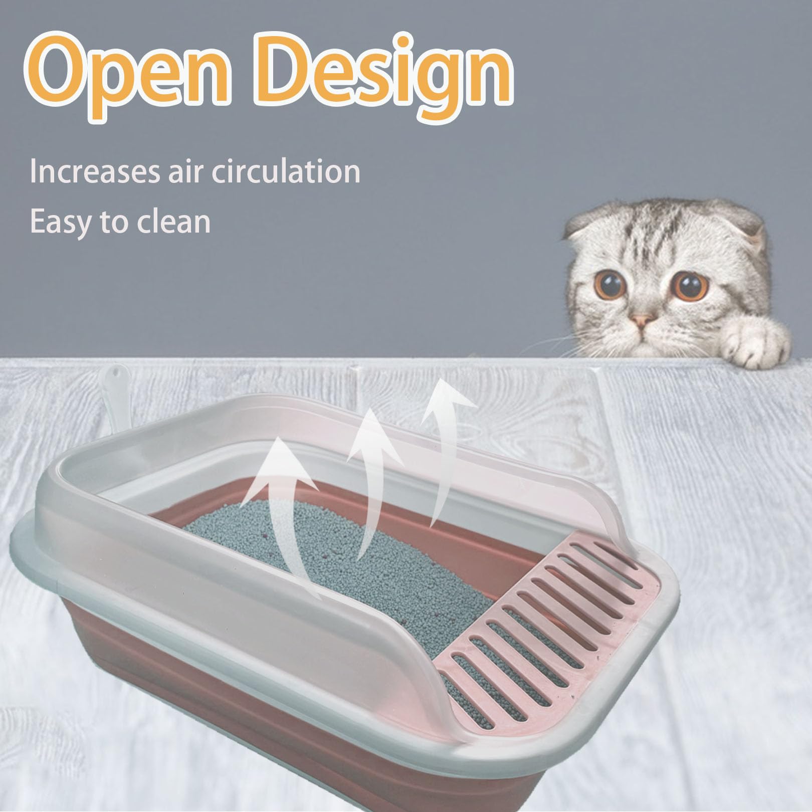 Low Entry Kitten Litter Box,Collapsible Cat Litter Box, Open Box