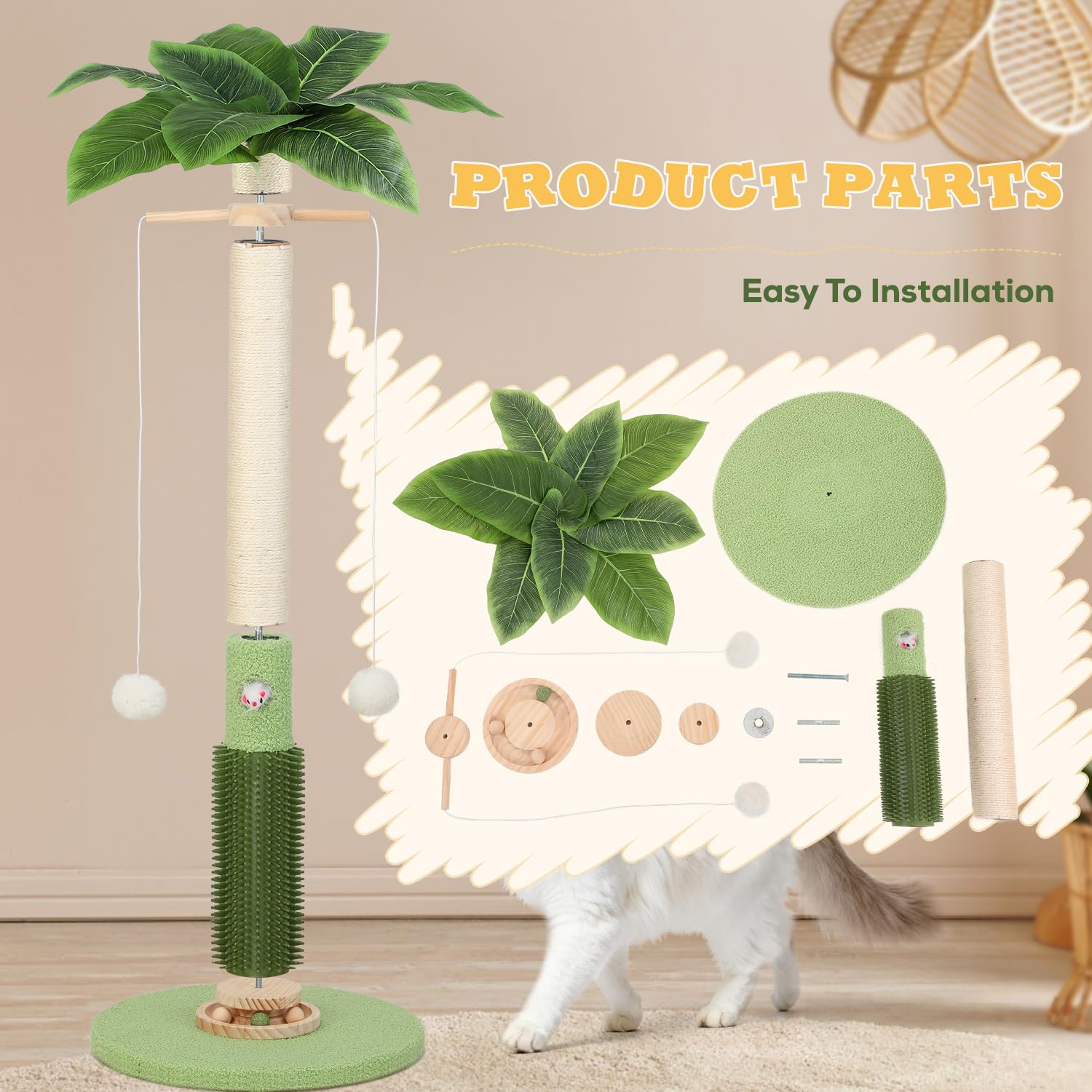 COUNER Cat Scratching Post,37.5'' Tall Sisal Cat Tree Scratching Post