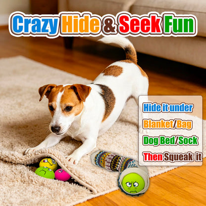 HOLYSTEED Latex Dog Squeaky Toys, Rubber Soft Small Dog Toys Balls
