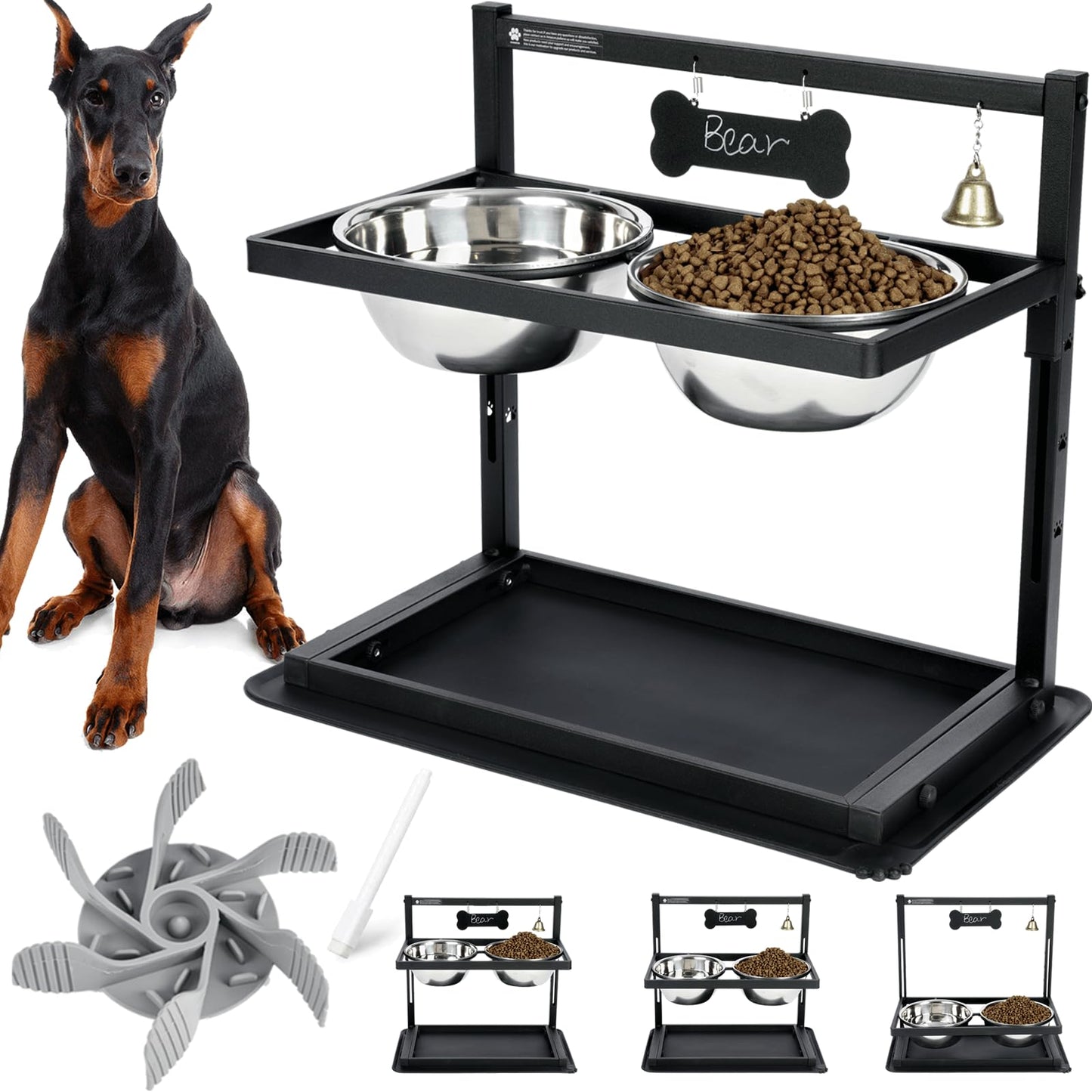 SHAINFUN Elevated Dog Bowls Slow Feeder, Raised Stand with Two Mat