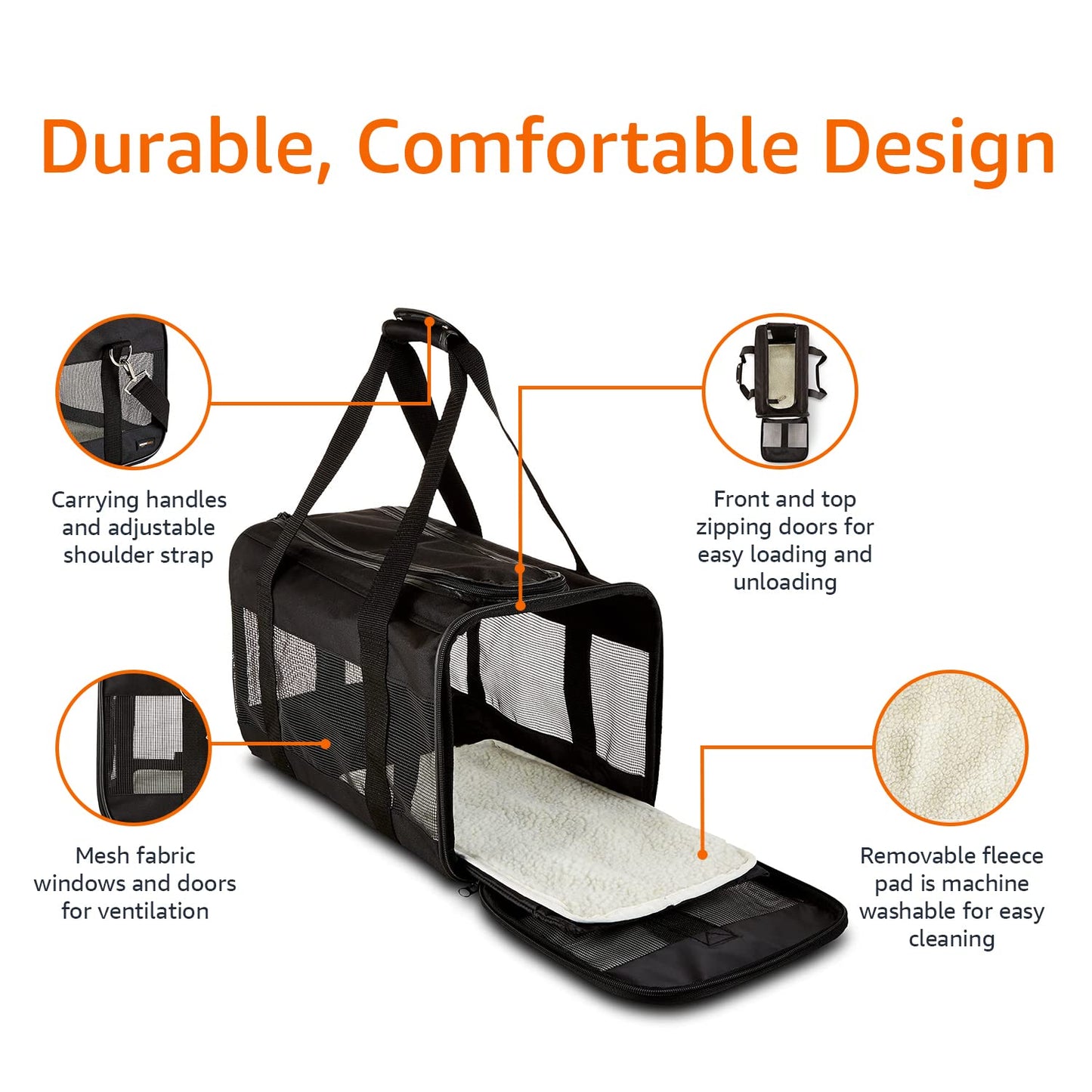Amazon Basics Airline Approved Soft-Sided Mesh Pet Travel Carrier