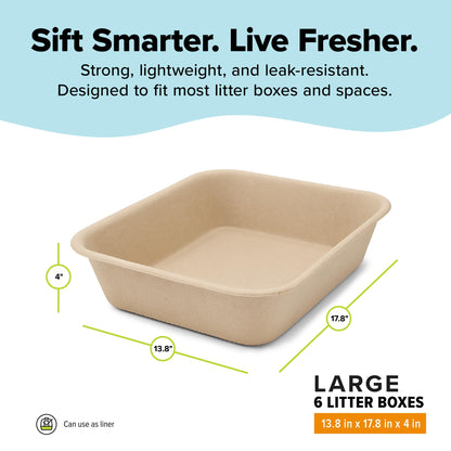 Kitty Sift Disposable Cat Litter Box Large, 6 Count, Durable Box