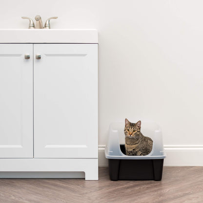 IRIS USA Cat Litter Box Large Open Top with High Sided Walls Tall Box