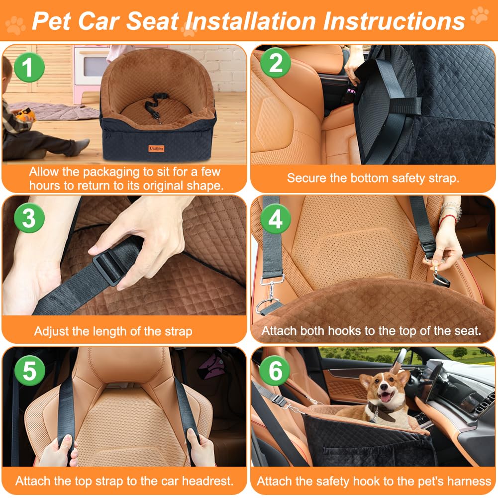 Vivifying Dog Car Seat for Small Medium Dogs, Detachable Washable Seat