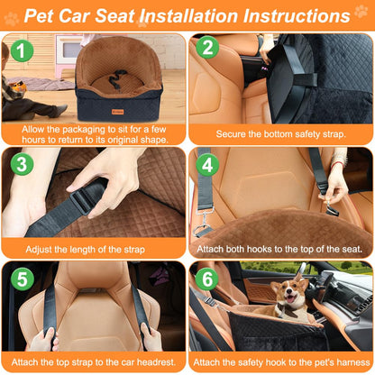 Vivifying Dog Car Seat for Small Medium Dogs, Detachable Washable Seat