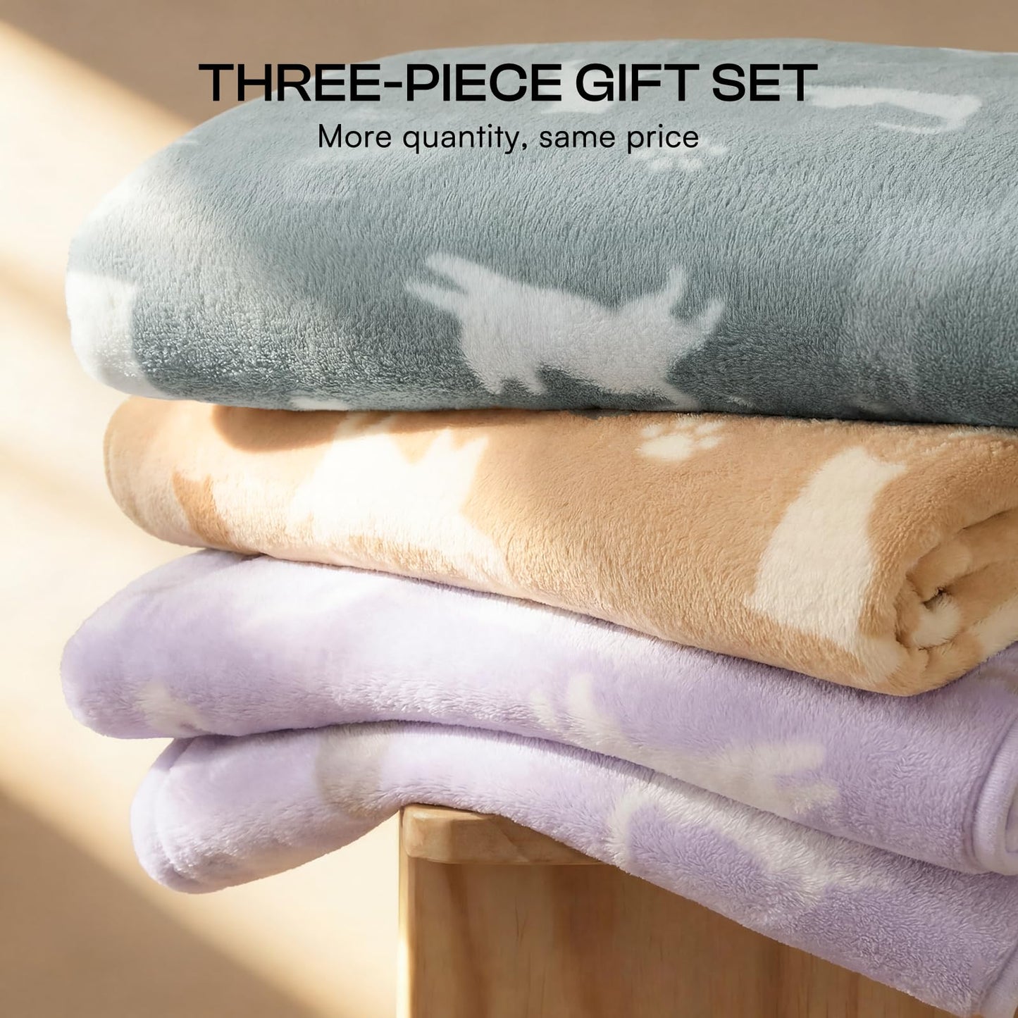 Luciphia 1 Pack 3 Cat Printed Fleece Pet Blankets Washable，Soft Crate