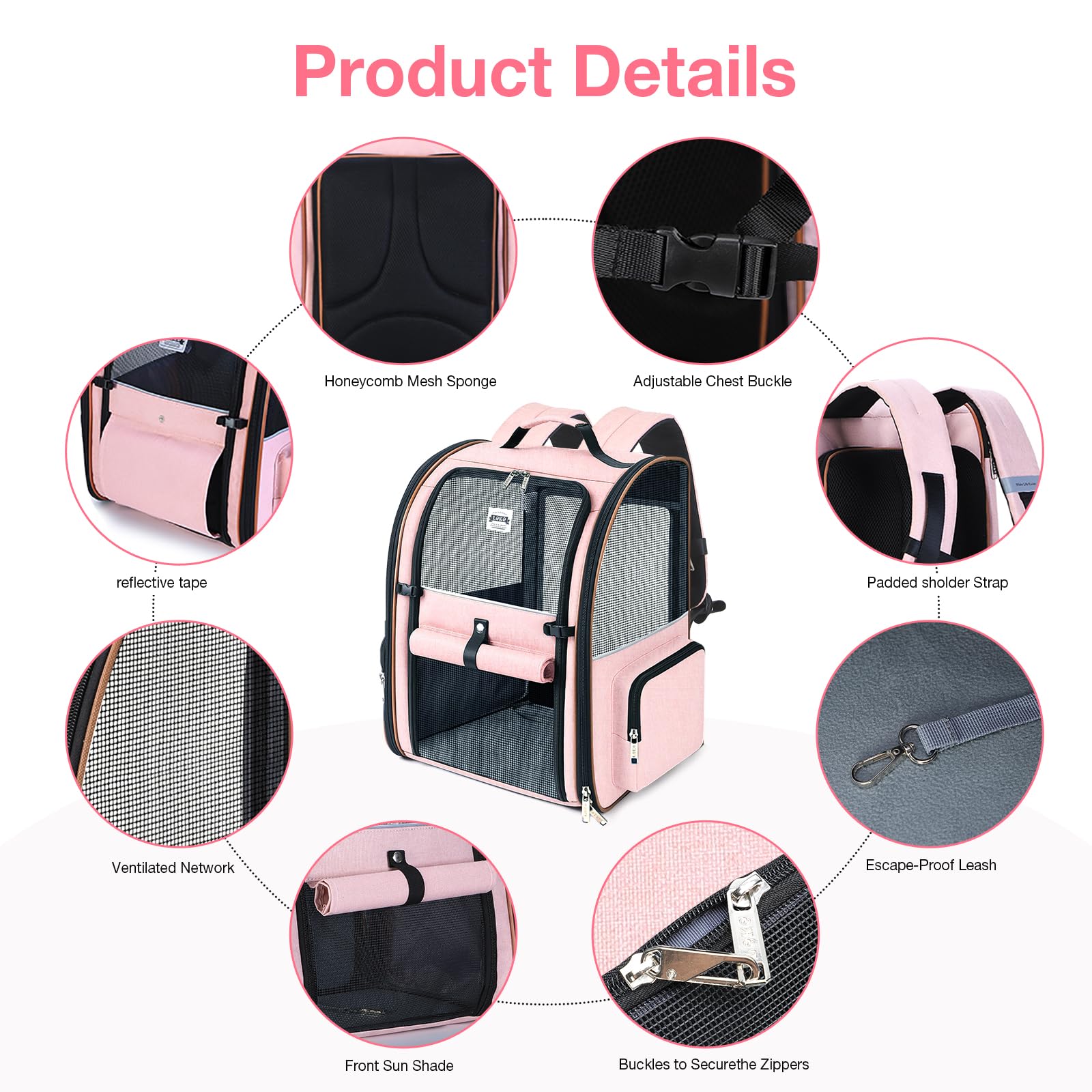 Lekebobor Large Cat Backpack Carrier Expandable Foldable Pet Carrier