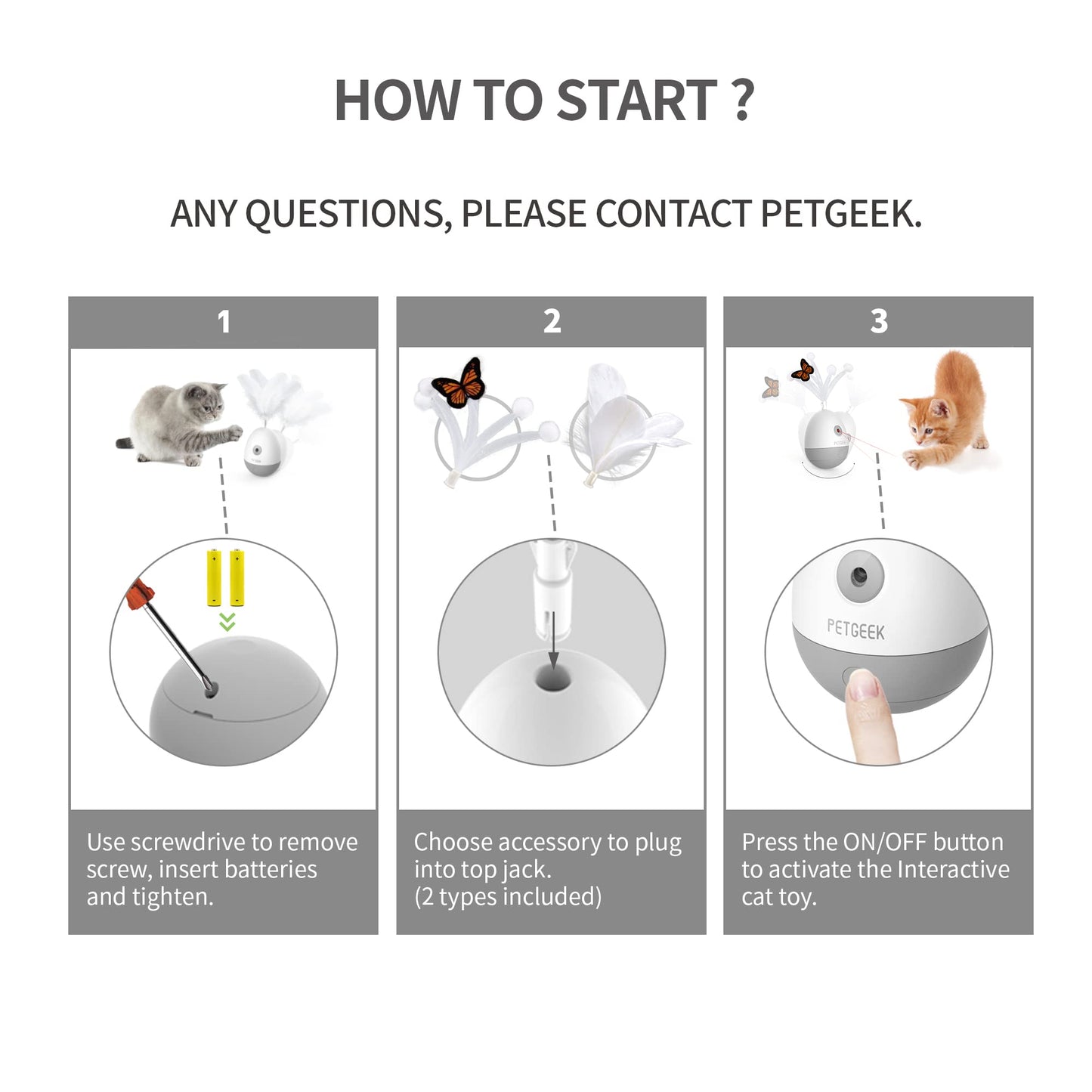 PETGEEK Interactive Cat Laser Pointer Toy with Bird Squeaky, Wand