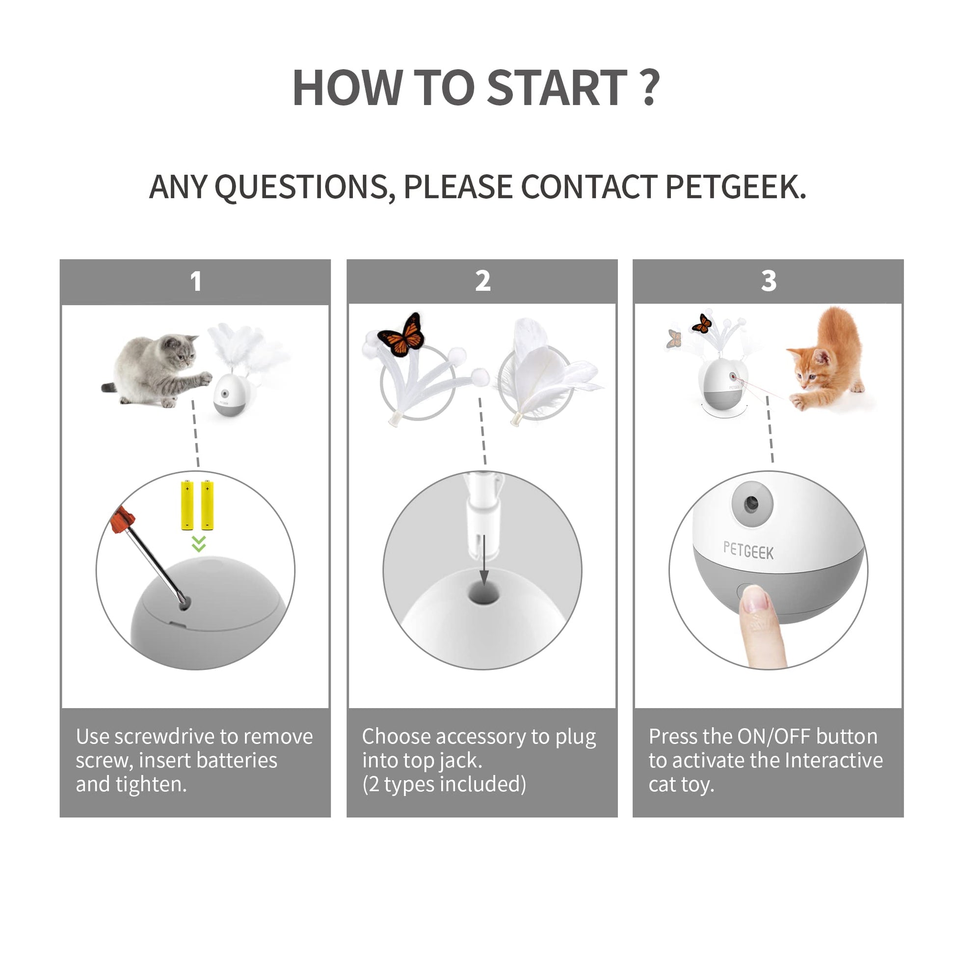 PETGEEK Interactive Cat Laser Pointer Toy with Bird Squeaky, Wand