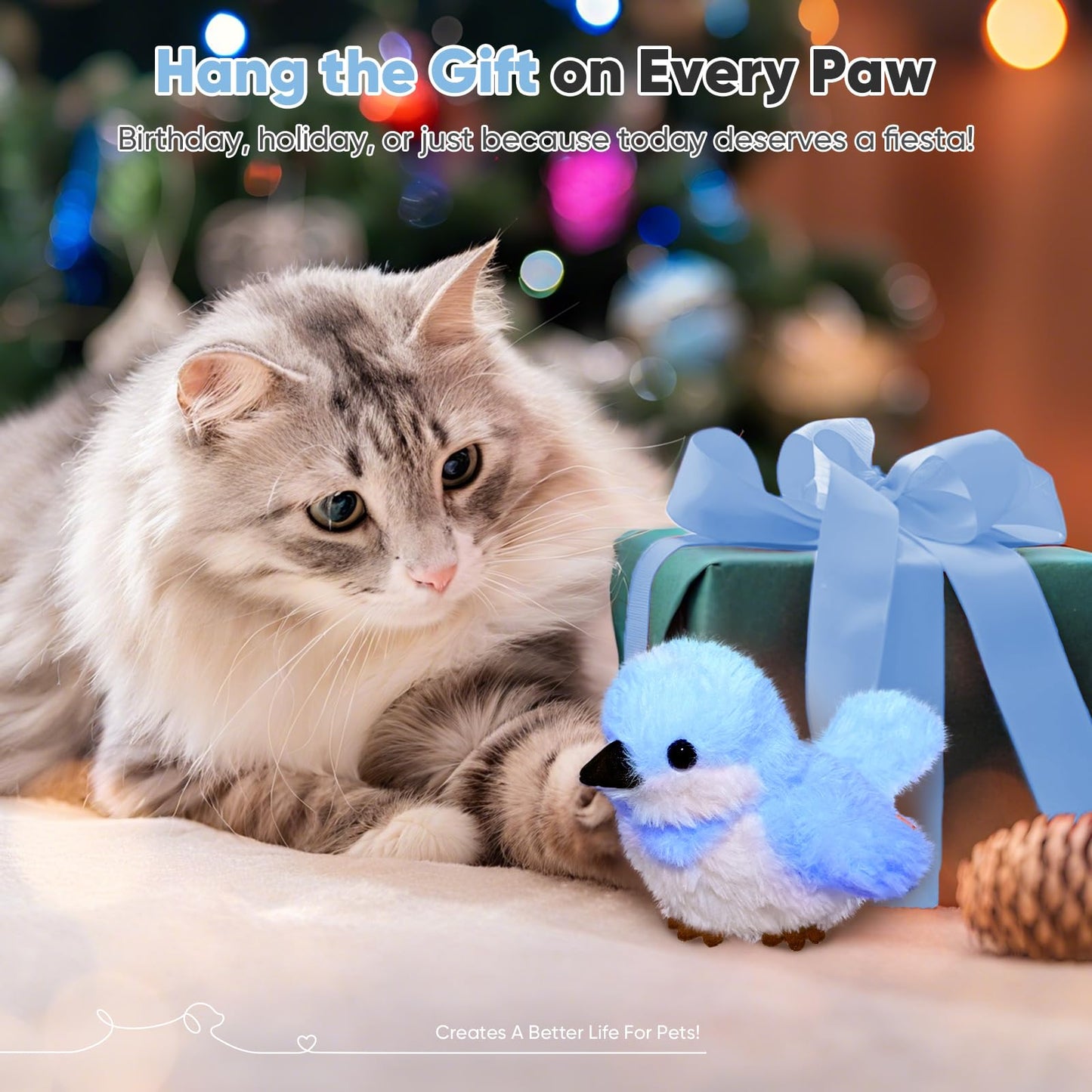 Petbobi Flappy Bird Cat Toy Realistic Interactive Cat Toy with Catnip