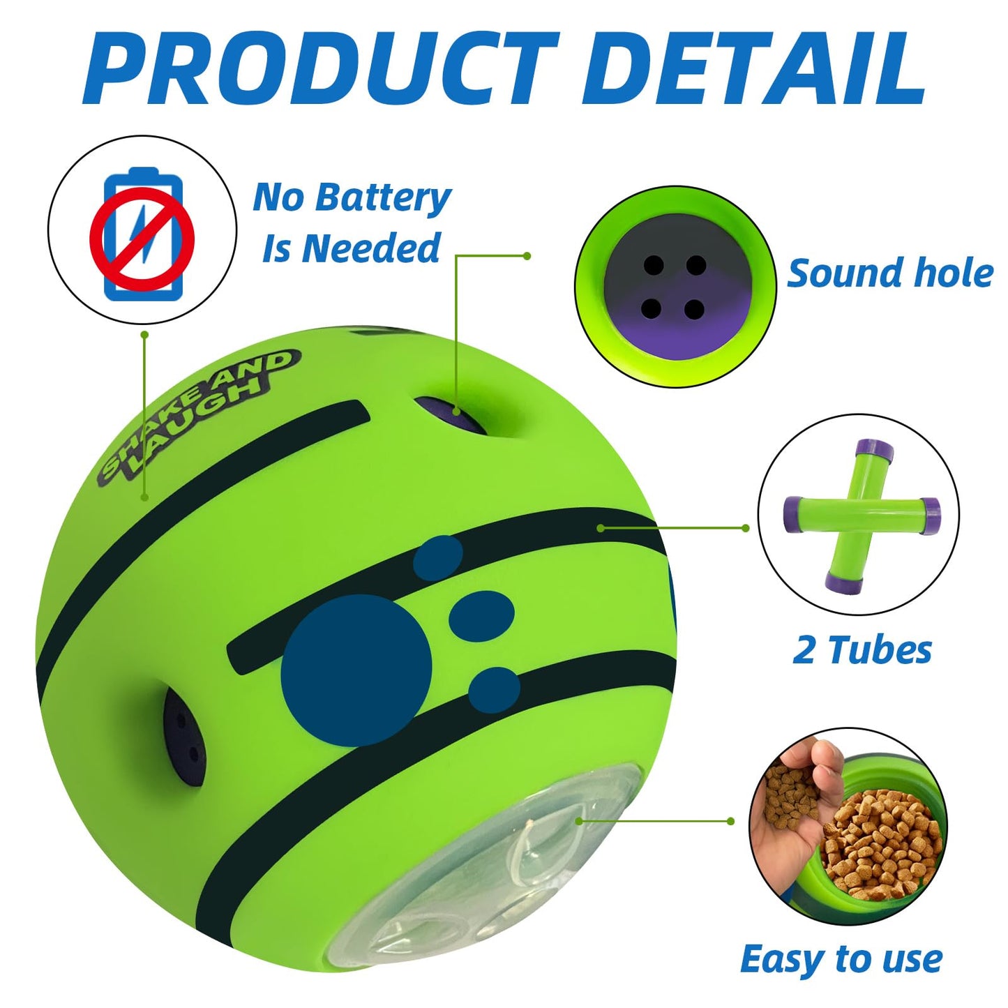 SHAKE AND LAUGH Interactive Puzzle Dog Treat Ball, Treat Ball