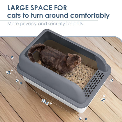 Suzzipaws Enclosed Stainless Steel Cat Litter Box with Lid Extra Tray