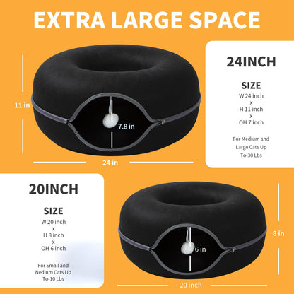 Peekaboo Cat Tunnel for Large Cats up to Features A Jingle Ball Bed